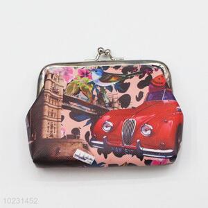 Vintage Style Car Pattern Coin Purse Lady PVC Wallet Clutch Bag