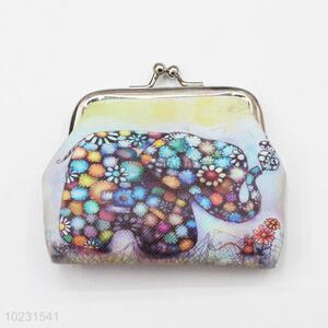 Portable Multicolor Elephant Pattern PVC Wallet Coin Case Bag