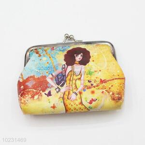 Beautiful Lady Printed Coin Purse Wallet PVC Pouch Money Bag