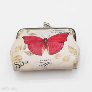 Womens Fashion Red Butterfly Pattern PVC Wallets Coin Purse