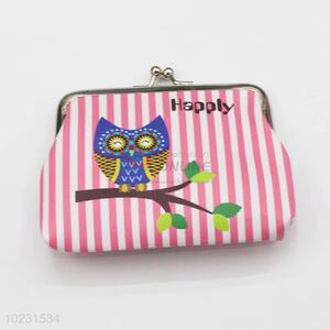 Pink Striped Pattern PVC Coin Purse Wallet