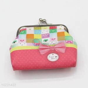 Lovely Bowknot Pattern Mini Capacity Coin Bag PVC Creative Supplies