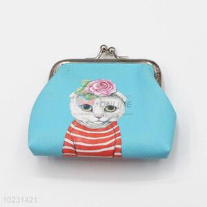 Cat Pattern Sky Blue Coin Bag PVC Portable Purse