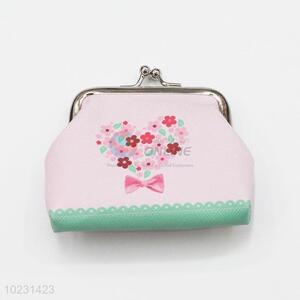 Flower Heart Pattern Pink PVC Mini Bag