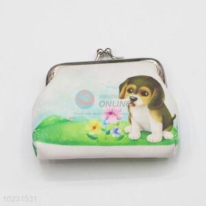 Cute Dog and Flower Pattern PVC Coin Case Bag