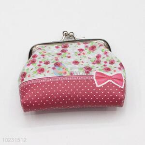 Rose Flower Pattern PVC Coin Bag Mini Purse for Women