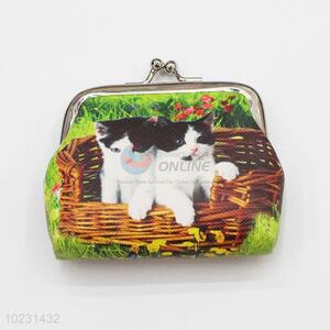 Stylish Cat Printed Women PVC Coin Purse Coin Bag