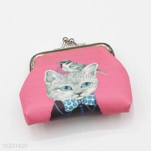 Cat Pattern Rose Red PVC Creative Coin Bag