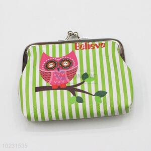 High Quality Green Striped Pattern PVC Coin Purse Wallet