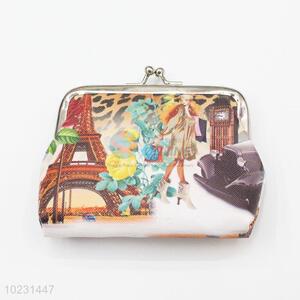 Portable Eiffel Tower Pattern PVC Wallet Coin Cash Bag