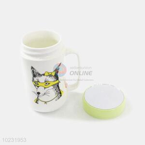 Popular cool style cheap wolf pattern ceramic cup