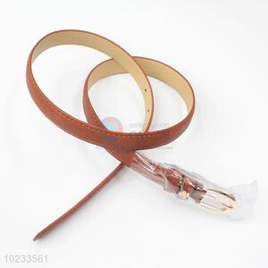 Women Brown Color Thin Belt Decoration