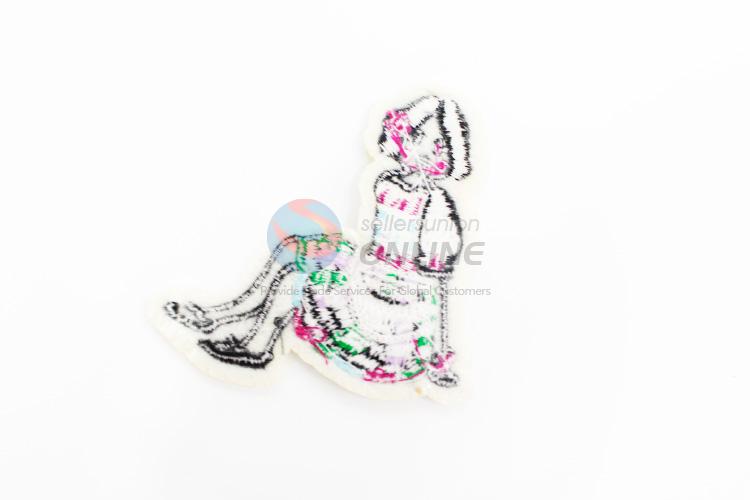 New arrival girl shape embroidery badge brooch