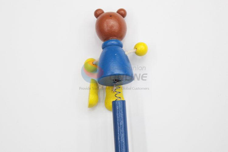 Eco-friendly Wood Pencil with Adorable Wooden Toys on Top