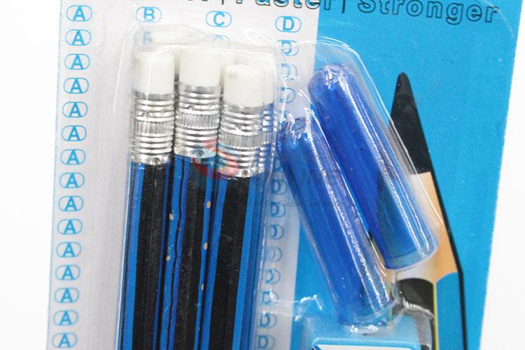 Popular Wholesale Stationery Set with Pencil, Pencil Sharpener and Eraser