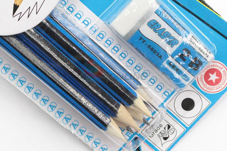 Popular Wholesale Stationery Set with Pencil, Pencil Sharpener and Eraser