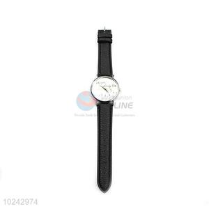 Classic Black Wrist Watch with Leathern Watchband for Sale