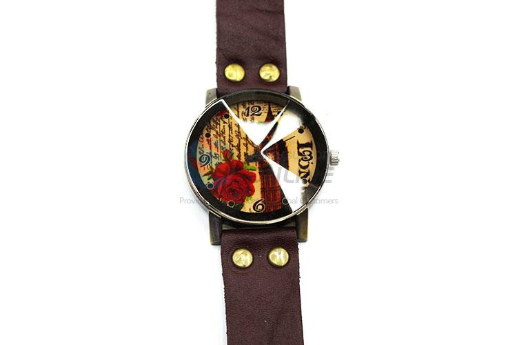 Factory Hot Sell Wrist Watch with Leathern Watchband for Sale