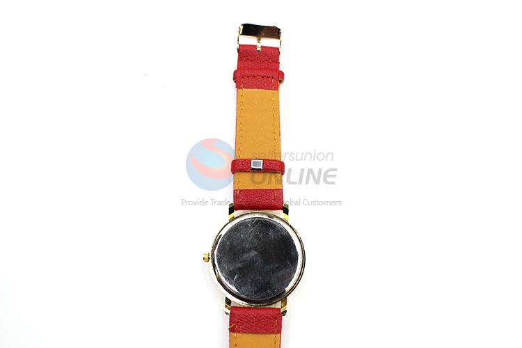 Nice Red Maple Leaf Wrist Watch with Leathern Watchband for Sale