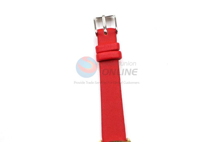 Popular Red Wrist Watch with Leathern Watchband for Sale