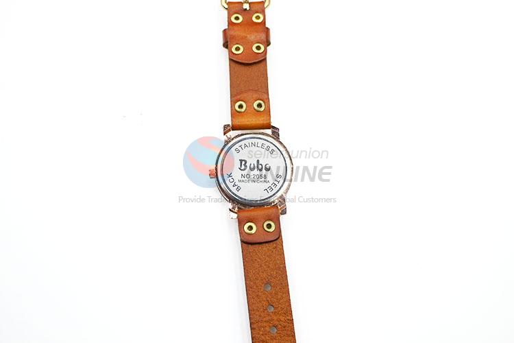 Professional Brown Wrist Watch with Leathern Watchband for Sale