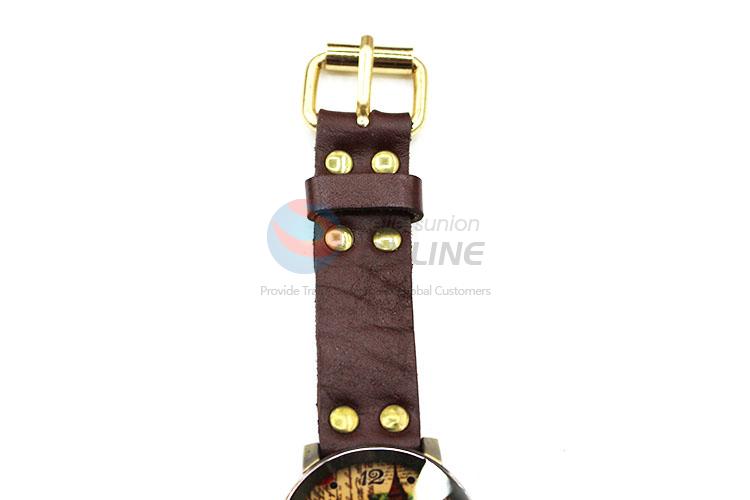 Factory Hot Sell Wrist Watch with Leathern Watchband for Sale