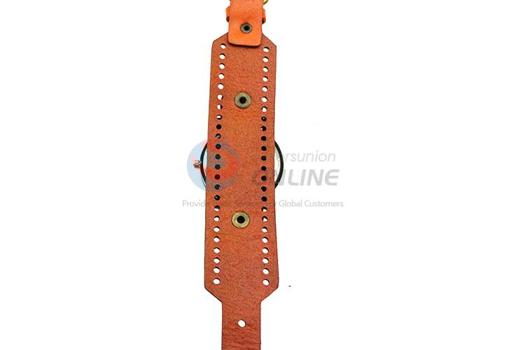 Promotional Orange Wrist Watch with Leathern Watchband for Sale