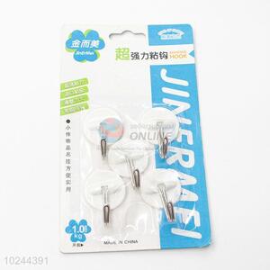 Normal Low Price 5 Pcs White Color Adhesive Sticky Hooks Stick On Wall