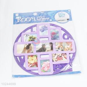 Round purple photo frame EVA wall/window sticker