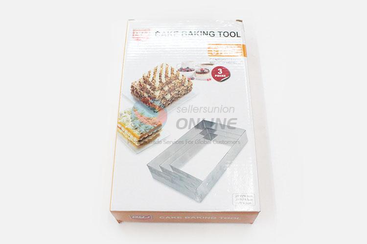 3pcs Rectangular Stainless Steel Cake Moulds Set