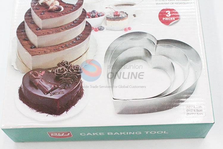 3pcs Heart Shaped Stainless Steel Cake Moulds Set