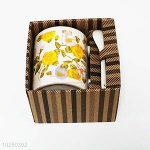 Hot selling multicolor printing coffee cup mug cup with spoon