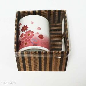 Hot selling flower printing ceramic cup