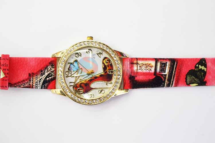 Red High-heel Casual Bracele Watch For Girls/Fashion Quartz Wristwatch