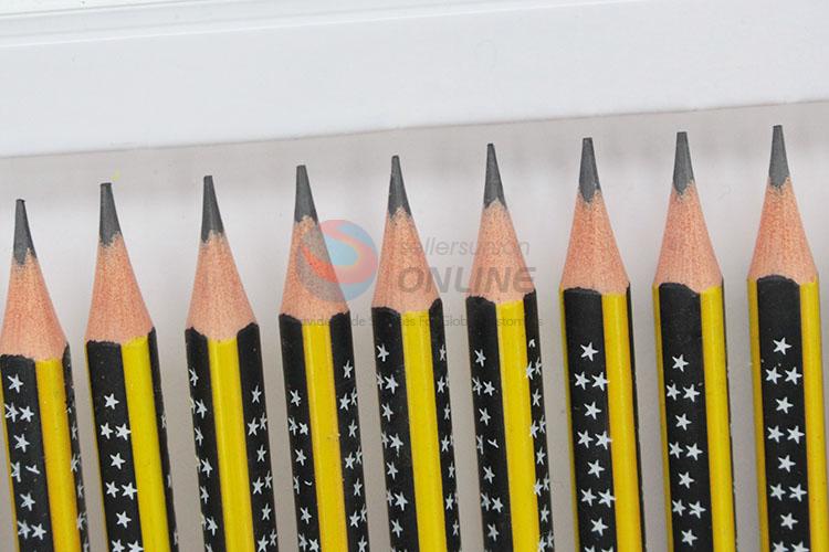 Best Quality Yellow Color Printed Lead-Free 12 Pcs Wooden Pencils