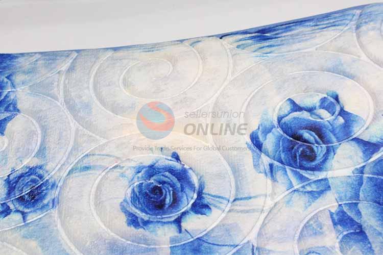 Blue Rose Pattern Decorative Non-slip Front Floor Mat/Rectangular Door Mat