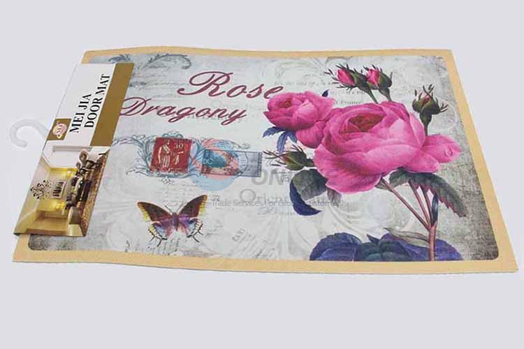 Rose Pattern Decorative Non-slip Front Floor Mat/Rectangular Door Mat