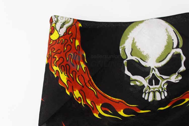 Skull Pattern Black 100% Cotton Printing Head Kerchief Square Bandana