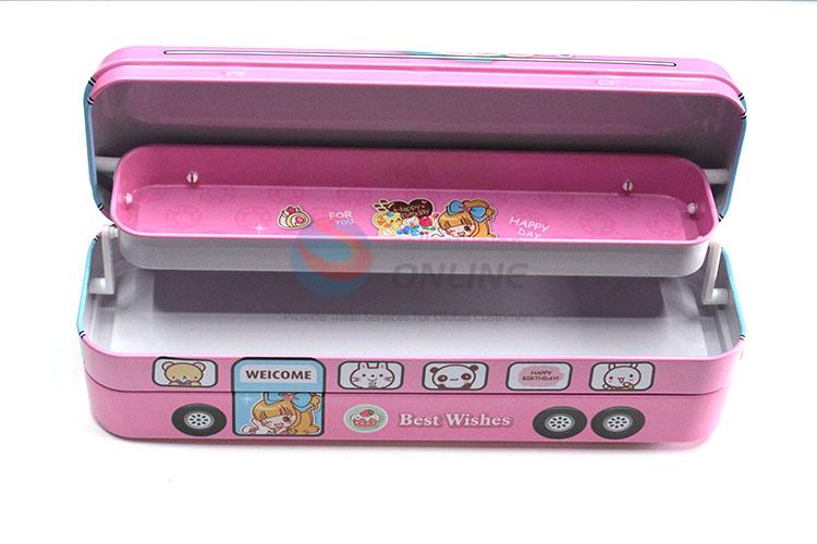 Promotional Wholesale Pink Iron Pencil Box for Student