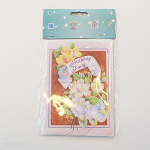 Wholesale Supplies Flowers Pattern Paper Wishes Card/Birthday Greeting Card