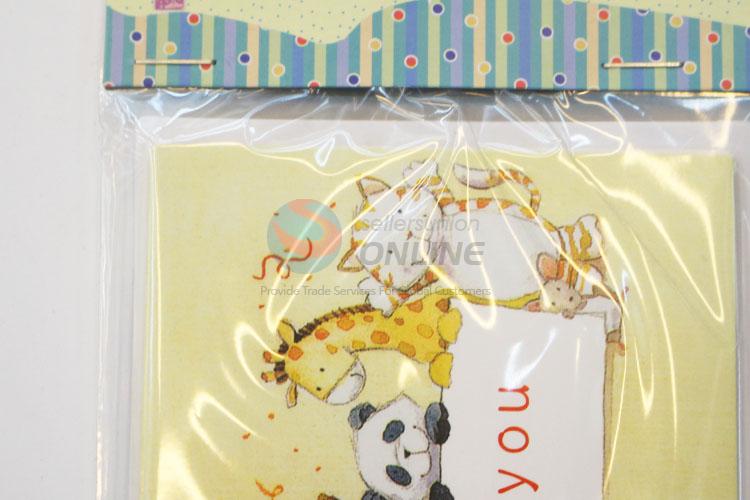 Yellow Color Cartoon Animals Paper Birthday Greeting Card/ Gift Card