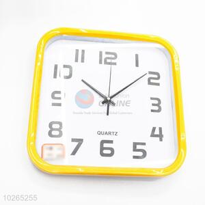 Square Shape Yellow Plastic Home Wall Clock