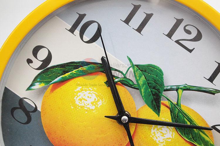 Orange Pattern Yellow Frame Wall Clock Home Decoration