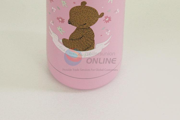 Pink Color Cartoon Bear Pattern 201 Stainless Steel Vacuum Cup Portable Water Bottles