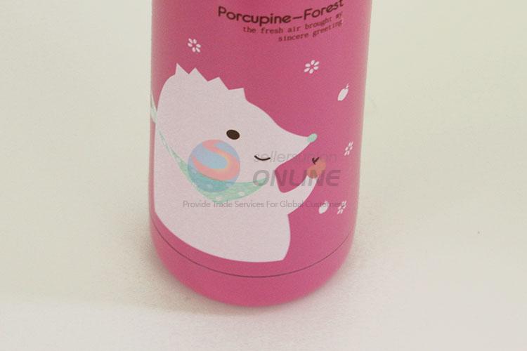 Rose Red Color Cute Cartoon Hedgehog Pattern Water Cups 304 Stainless Steel Vacuum Cup Portable Water Bottles