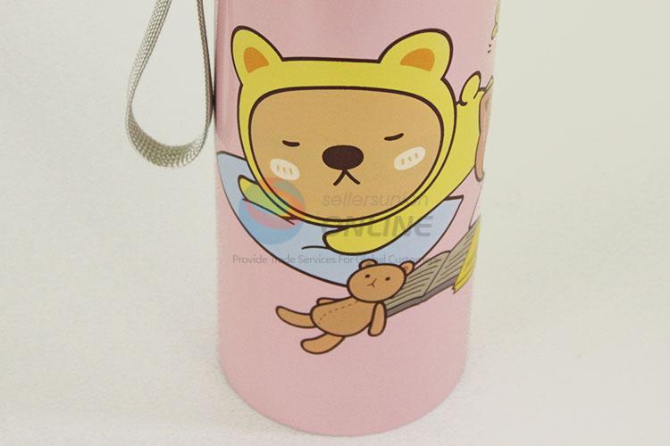 Top Quality Pink Color Cartoon Cat Pattern 201 Stainless Steel Vacuum Cup Portable Water Bottles