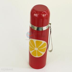 Best Selling Red Color Lemon Pattern 304 Stainless Steel Vacuum Cup Portable Water Bottles