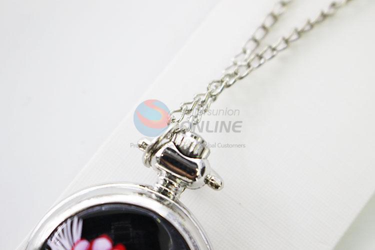 Wholesale Flower Pattern Metal Quartz Pocket Watches with Chain