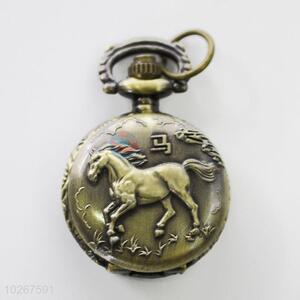 New Zodiac Design Horse Pattern Bronze Metal Pocket Watches