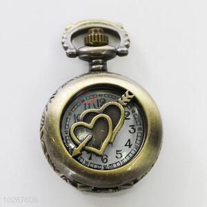 Heart Pattern Vintage Bronze Metal Pocket Watches